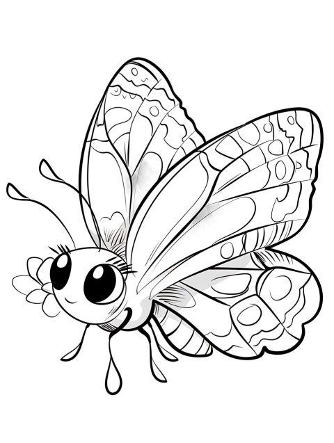 Cute Butterfly Coloring Book Pages Simple Hand Drawn Animal illustration Line Art Outline Black and White (103)