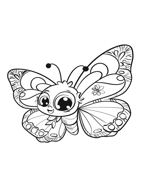 Cute Butterfly Coloring Book Pages Simple Hand Drawn Animal illustration Line Art Outline Black and White (136)