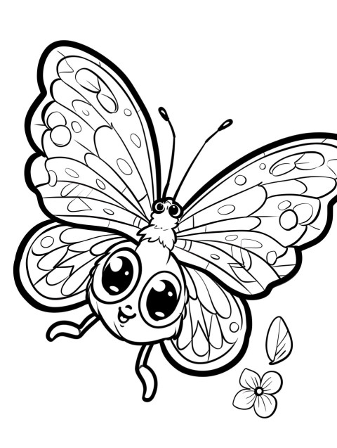 Cute Butterfly Coloring Book Pages Simple Hand Drawn Animal illustration Line Art Outline Black and White (164)