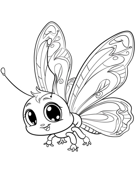 Cute Butterfly Coloring Book Pages Simple Hand Drawn Animal illustration Line Art Outline Black and White (140)