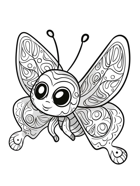 Cute Butterfly Coloring Book Pages Simple Hand Drawn Animal illustration Line Art Outline Black and White (134)