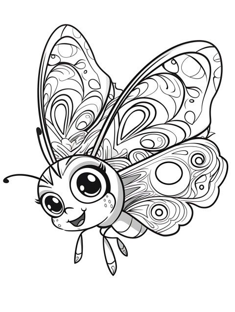 Cute Butterfly Coloring Book Pages Simple Hand Drawn Animal illustration Line Art Outline Black and White (106)