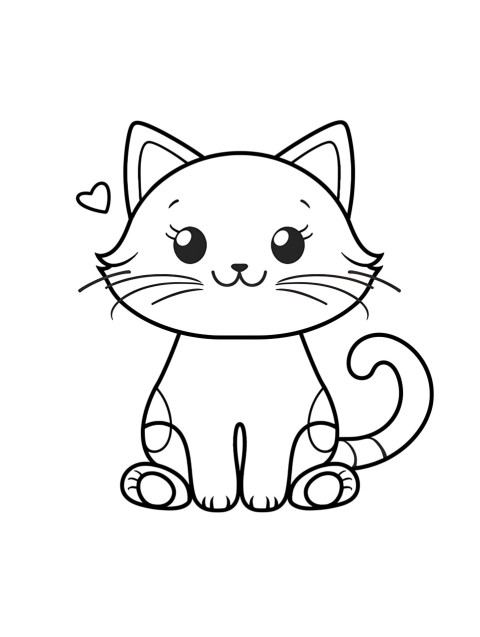 Cute Cat Coloring Book Pages Simple Hand Drawn Animal illustration Line Art Outline Black and White (16)