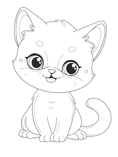 Cute Cat Coloring Book Pages Simple Hand Drawn Animal illustration Line Art Outline Black and White (31)