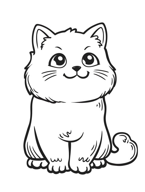 Cute Cat Coloring Book Pages Simple Hand Drawn Animal illustration Line Art Outline Black and White (8)