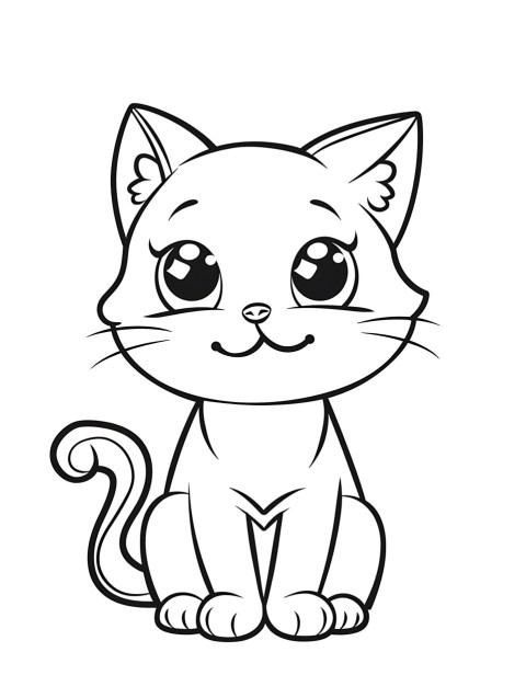 Cute Cat Coloring Book Pages Simple Hand Drawn Animal illustration Line Art Outline Black and White (35)