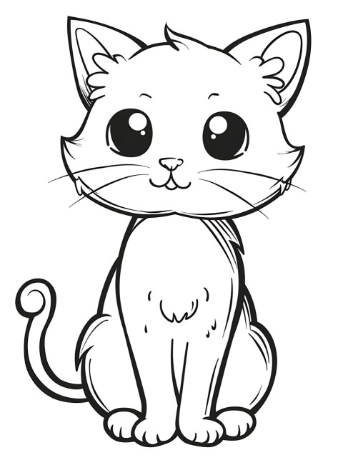 Cute Cat Coloring Book Pages Simple Hand Drawn Animal illustration Line Art Outline Black and White (32)