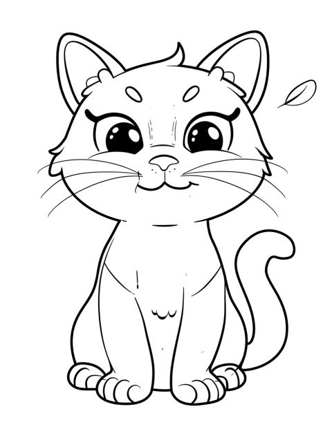 Cute Cat Coloring Book Pages Simple Hand Drawn Animal illustration Line Art Outline Black and White (41)