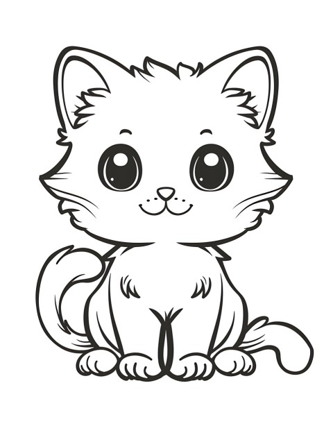 Cute Cat Coloring Book Pages Simple Hand Drawn Animal illustration Line Art Outline Black and White (23)