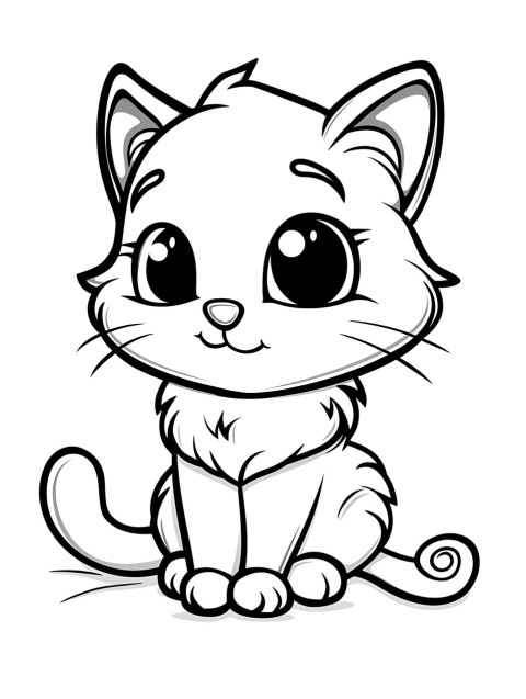 Cute Cat Coloring Book Pages Simple Hand Drawn Animal illustration Line Art Outline Black and White (20)