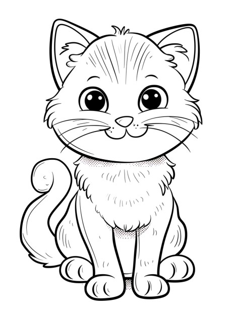 Cute Cat Coloring Book Pages Simple Hand Drawn Animal illustration Line Art Outline Black and White (34)