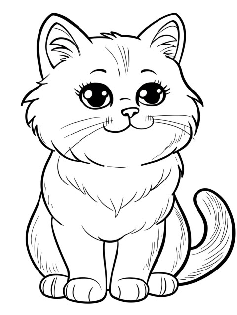 Cute Cat Coloring Book Pages Simple Hand Drawn Animal illustration Line Art Outline Black and White (5)