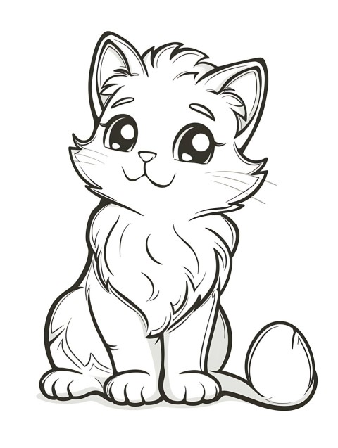 Cute Cat Coloring Book Pages Simple Hand Drawn Animal illustration Line Art Outline Black and White (14)