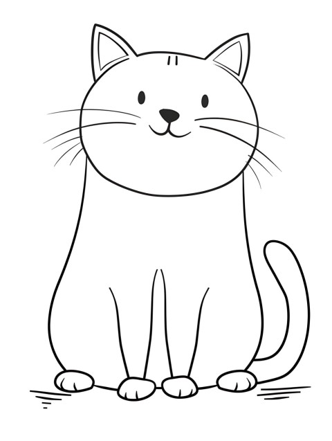 Cute Cat Coloring Book Pages Simple Hand Drawn Animal illustration Line Art Outline Black and White (61)