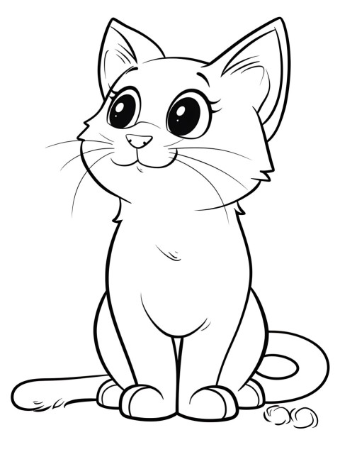 Cute Cat Coloring Book Pages Simple Hand Drawn Animal illustration Line Art Outline Black and White (64)