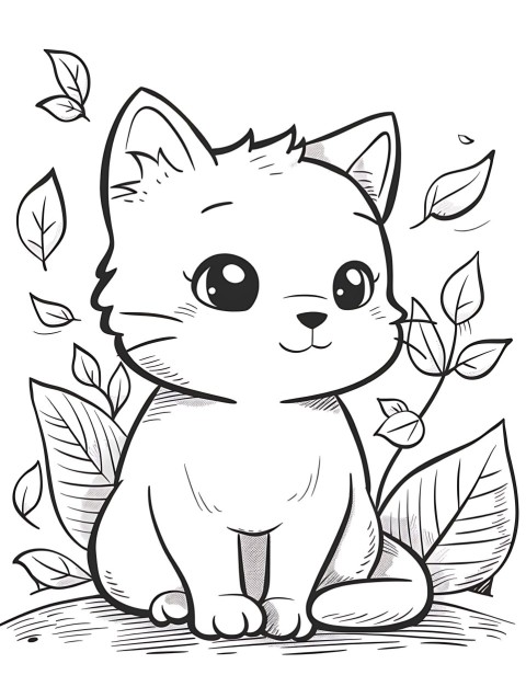 Cute Cat Coloring Book Pages Simple Hand Drawn Animal illustration Line Art Outline Black and White (66)