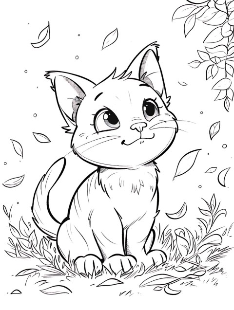 Cute Cat Coloring Book Pages Simple Hand Drawn Animal illustration Line Art Outline Black and White (67)
