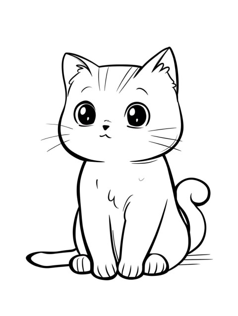 Cute Cat Sitting Coloring Book Pages Simple Hand Drawn Animal illustration Line Art Outline Black and White (28)