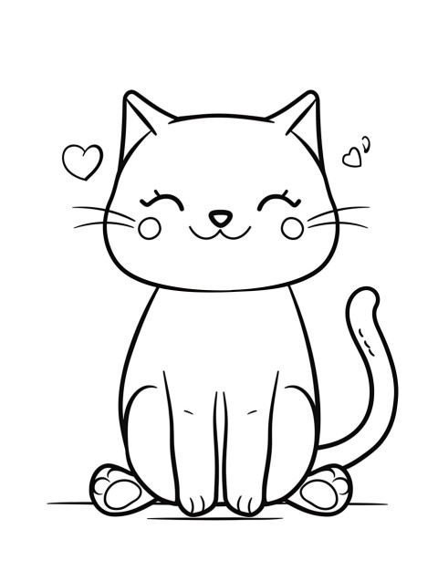 Cute Cat Sitting Coloring Book Pages Simple Hand Drawn Animal illustration Line Art Outline Black and White (49)