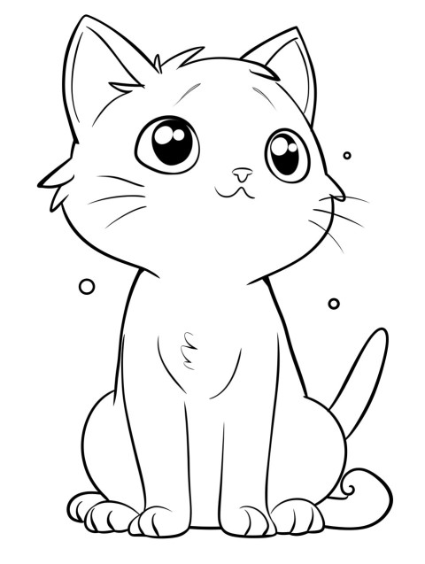 Cute Cat Sitting Coloring Book Pages Simple Hand Drawn Animal illustration Line Art Outline Black and White (24)