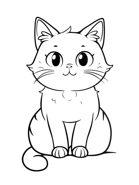 Cute Cat Sitting Coloring Book Pages Simple Hand Drawn Animal illustration Line Art Outline Black and White (23)