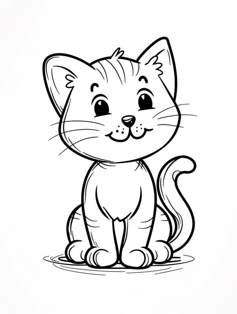 Cute Cat Sitting Coloring Book Pages Simple Hand Drawn Animal illustration Line Art Outline Black and White (1)
