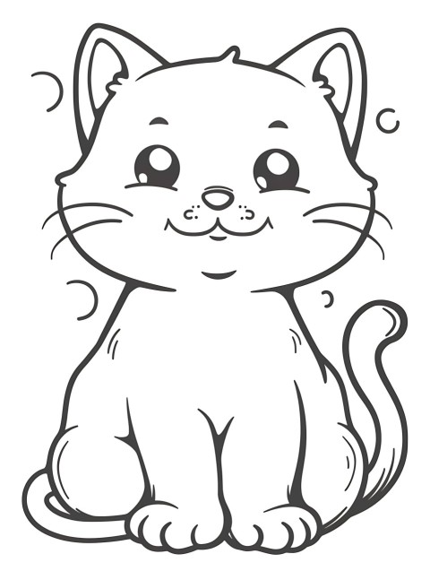 Cute Cat Sitting Coloring Book Pages Simple Hand Drawn Animal illustration Line Art Outline Black and White (25)