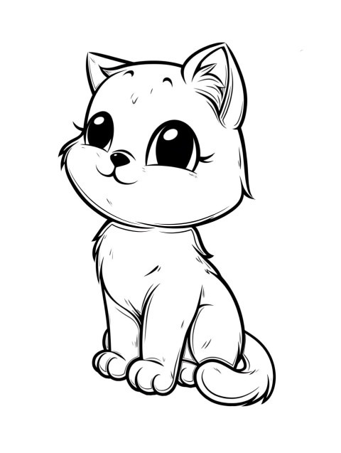 Cute Cat Sitting Coloring Book Pages Simple Hand Drawn Animal illustration Line Art Outline Black and White (36)