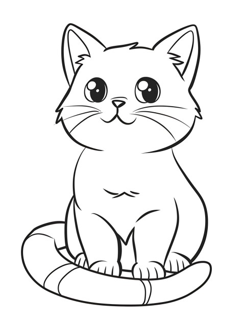 Cute Cat Sitting Coloring Book Pages Simple Hand Drawn Animal illustration Line Art Outline Black and White (8)