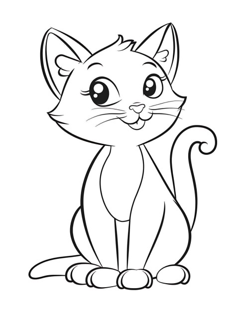 Cute Cat Sitting Coloring Book Pages Simple Hand Drawn Animal illustration Line Art Outline Black and White (9)