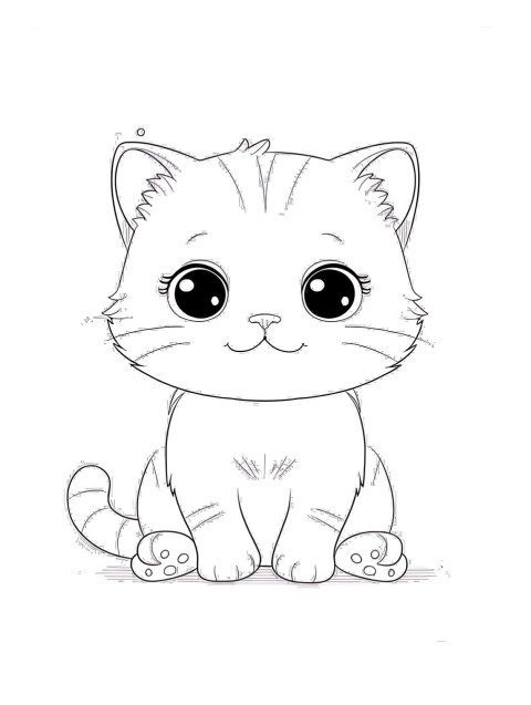 Cute Cat Sitting Coloring Book Pages Simple Hand Drawn Animal illustration Line Art Outline Black and White (38)
