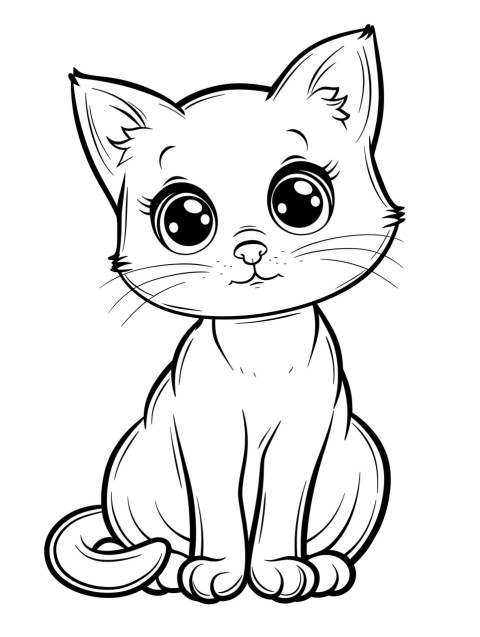 Cute Cat Sitting Coloring Book Pages Simple Hand Drawn Animal illustration Line Art Outline Black and White (34)