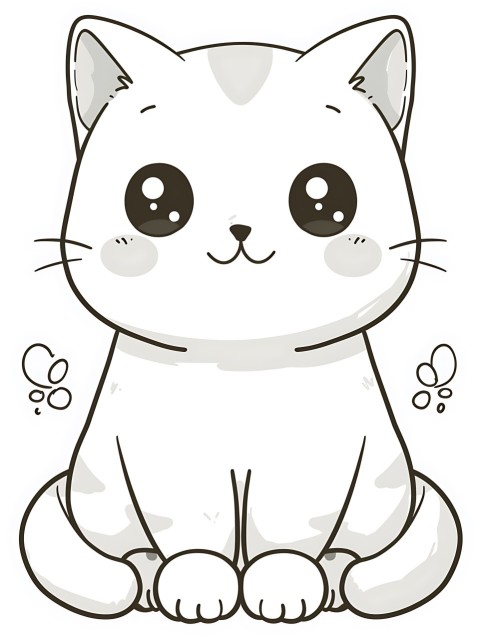 Cute Cat Sitting Coloring Book Pages Simple Hand Drawn Animal illustration Line Art Outline Black and White (50)