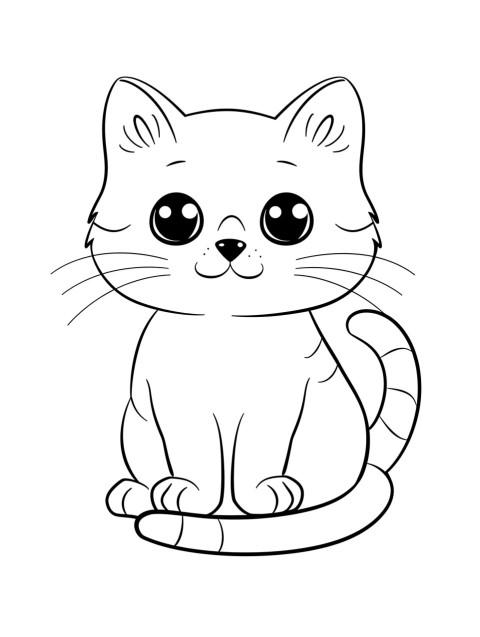 Cute Cat Sitting Coloring Book Pages Simple Hand Drawn Animal illustration Line Art Outline Black and White (69)