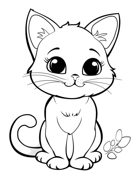 Cute Cat Sitting Coloring Book Pages Simple Hand Drawn Animal illustration Line Art Outline Black and White (80)