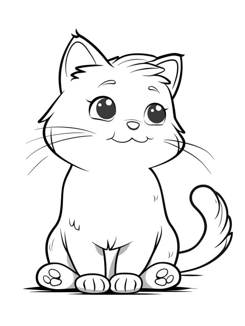 Cute Cat Sitting Coloring Book Pages Simple Hand Drawn Animal illustration Line Art Outline Black and White (77)
