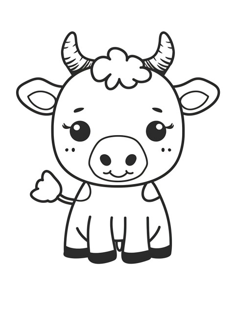Cute Cow Coloring Book Pages Simple Hand Drawn Animal illustration Line Art Outline Black and White (46)
