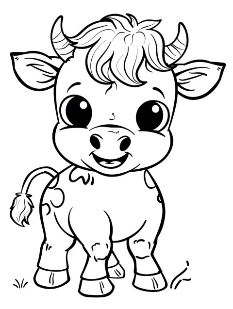 Cute Cow Coloring Book Pages Simple Hand Drawn Animal illustration Line Art Outline Black and White (25)