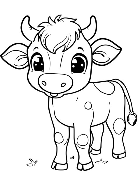 Cute Cow Coloring Book Pages Simple Hand Drawn Animal illustration Line Art Outline Black and White (10)
