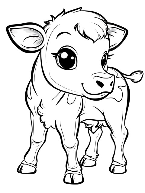Cute Cow Coloring Book Pages Simple Hand Drawn Animal illustration Line Art Outline Black and White (1)