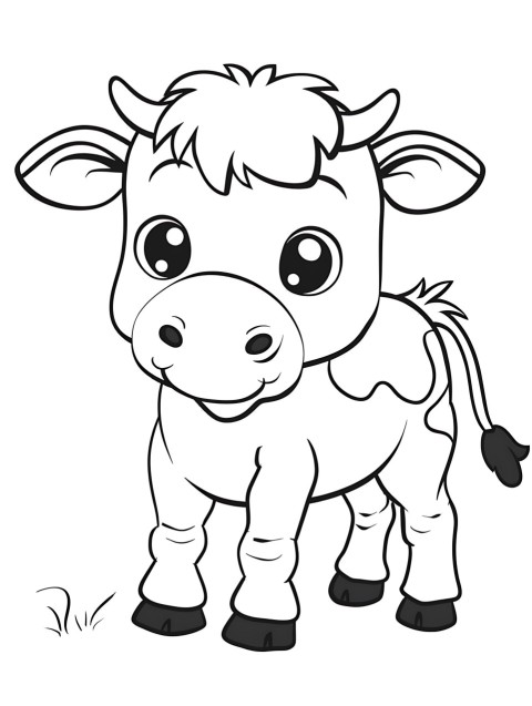 Cute Cow Coloring Book Pages Simple Hand Drawn Animal illustration Line Art Outline Black and White (18)