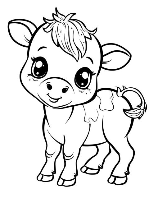 Cute Cow Coloring Book Pages Simple Hand Drawn Animal illustration Line Art Outline Black and White (26)