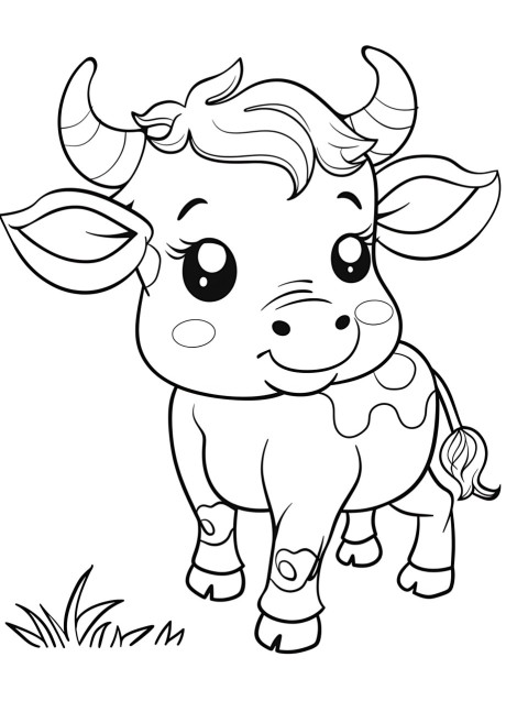 Cute Cow Coloring Book Pages Simple Hand Drawn Animal illustration Line Art Outline Black and White (44)