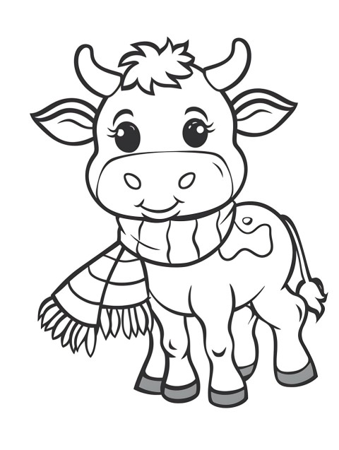Cute Cow Coloring Book Pages Simple Hand Drawn Animal illustration Line Art Outline Black and White (21)