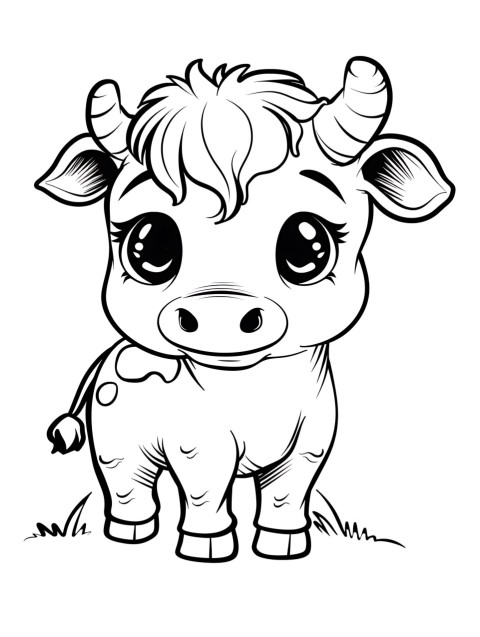 Cute Cow Coloring Book Pages Simple Hand Drawn Animal illustration Line Art Outline Black and White (41)