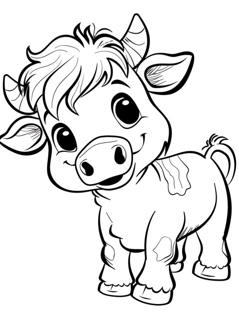 Cute Cow Coloring Book Pages Simple Hand Drawn Animal illustration Line Art Outline Black and White (43)