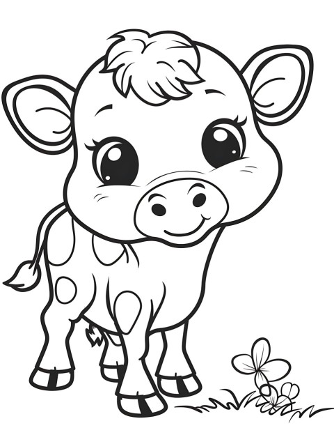 Cute Cow Coloring Book Pages Simple Hand Drawn Animal illustration Line Art Outline Black and White (24)