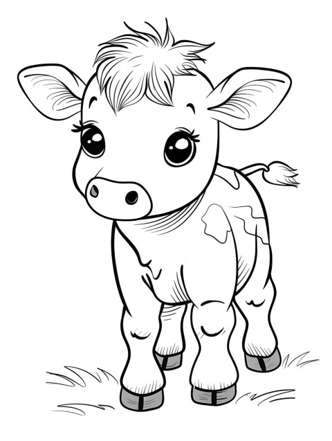 Cute Cow Coloring Book Pages Simple Hand Drawn Animal illustration Line Art Outline Black and White (3)