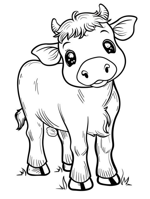 Cute Cow Coloring Book Pages Simple Hand Drawn Animal illustration Line Art Outline Black and White (48)