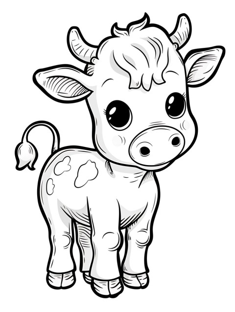 Cute Cow Coloring Book Pages Simple Hand Drawn Animal illustration Line Art Outline Black and White (32)